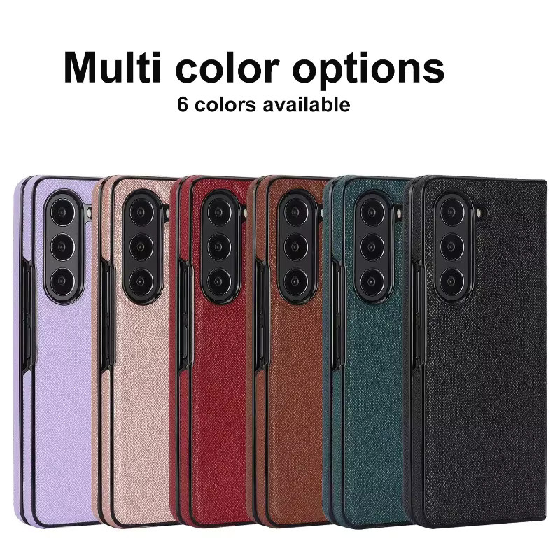 Stoßfeste Kreuznarbenleder-Handyhülle mit Hartschale für Samsung Galaxy Z Fold 7, 6, 5 und 4 in Schwarz oder Braun - Bild 6