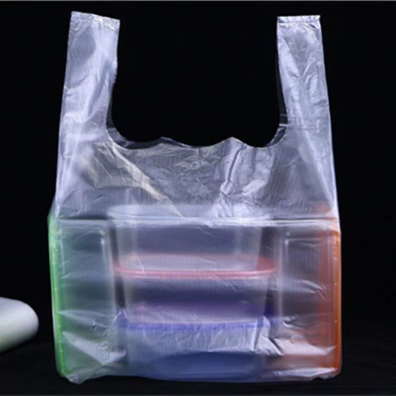 100 Stück transparente Plastiktüten mit Griff auf Rolle für Lebensmittel und Einkauf - Bild 2