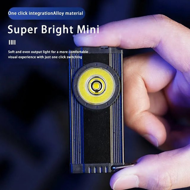ESMARTER Mini LED COB Taschenlampe in Schwarz, wiederaufladbare EDC-Schlüsselanhänger-Leuchte mit 500 Lumen und Magnetfunktion - Bild 1