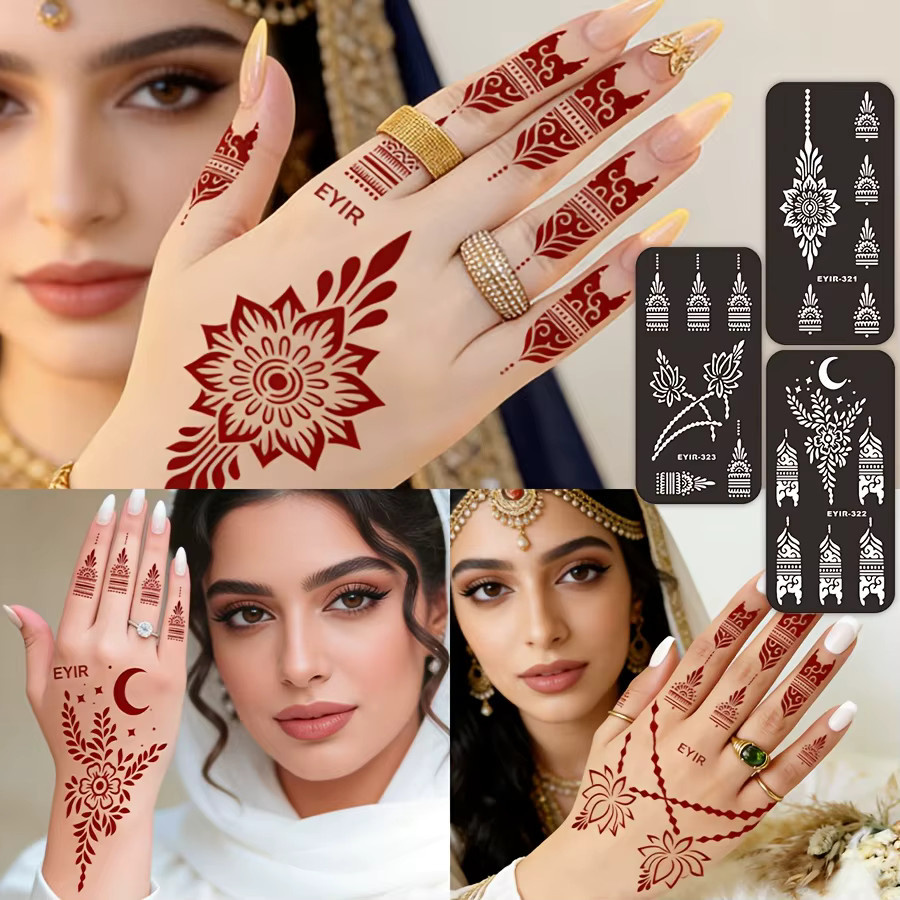 EYIR Tattoo-Paste mit 5 Schablonen-Sets, Rotwein, Körperbemalung - Bild 2