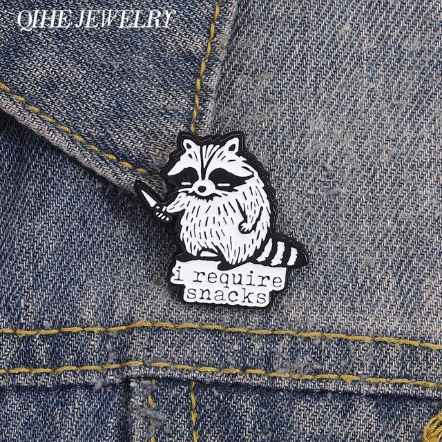 QIHE JEWELRY Emaille-Anstecknadel Waschbär, Metallbrosche, Unisex - Bild 1