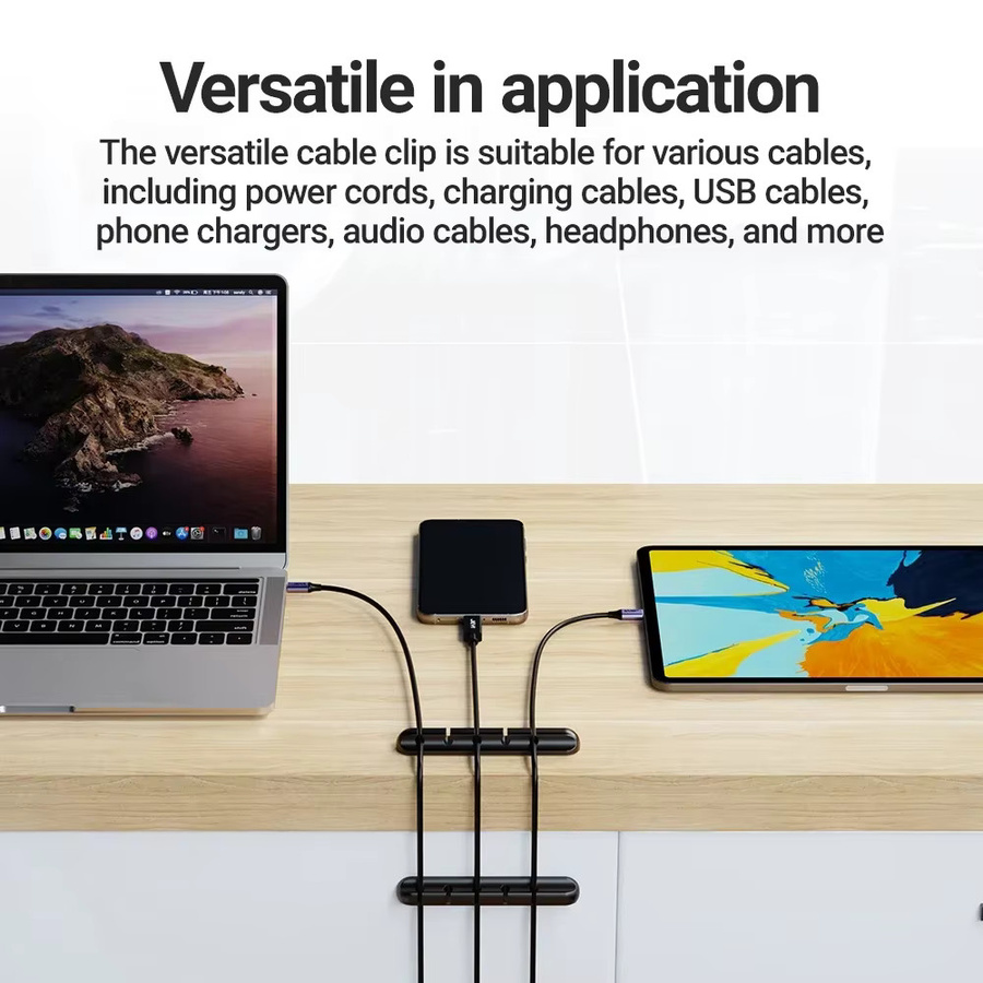 Silikon Kabelhalter MouseHeadphone Kabel Organizer für USB-C Kabel in Schwarz und Weiß - Bild 6