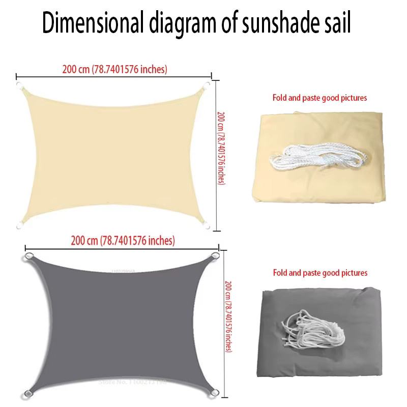 Wasserdichte Sonnenschutz-Segelmarkise aus Polyesterfaser in Grau-Beige für Garten, Innenhof, Camping und Schwimmbad - Bild 5