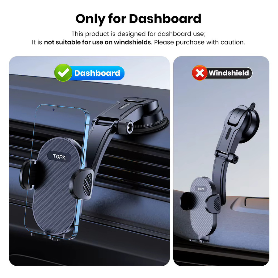 TOPK Universal Autotelefonhalterung für die Lüftung mit Hakenclip, verstellbare Handyhalterung in Schwarz - Bild 3