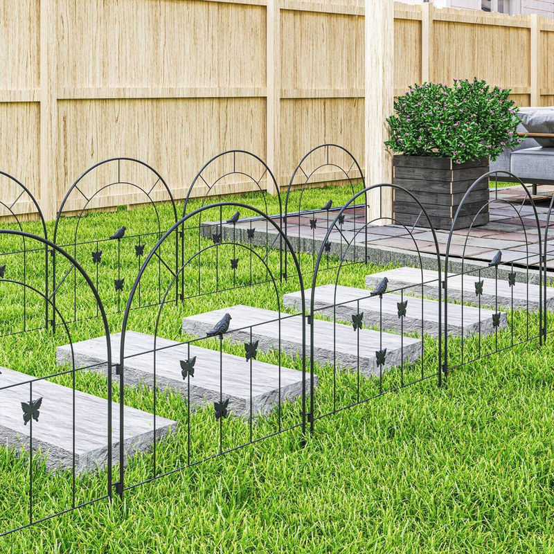 Outsunny Gartenzaun aus Stahl in Schwarz als dekorativer Gitterzaun für Garten und Blumenbeete, B/H/L: 300 x 70 x 1 cm - Bild 4