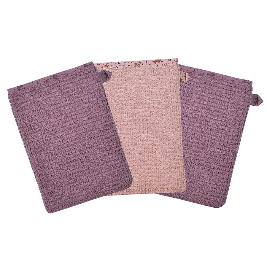 Wörner Waschhandschuh 3er Pack, Bio-Baumwolle, Lama, Mauve - Bild 1
