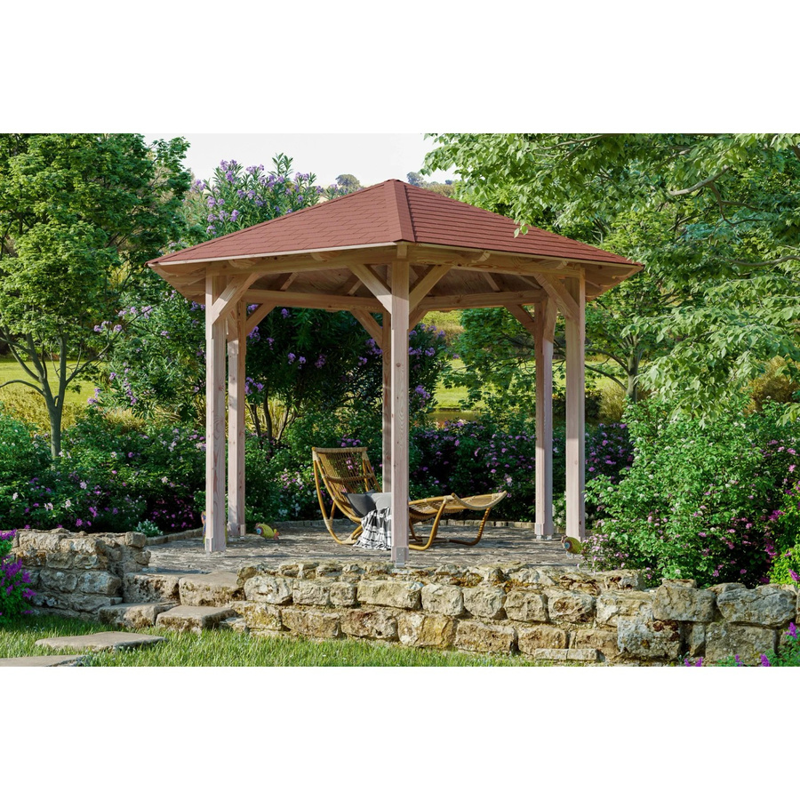 SKANHOLZ Pavillon Colmar 2 aus Douglasie Vollholz, sechseckig, beige, B/T/H: 420 x 364 x 304 cm - Bild 2