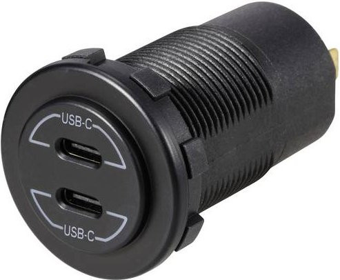 Voltcraft USB-C Doppelsteckdose Schwarz mit 60W Belastbarkeit für 12-24V DC - Bild 1