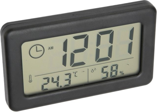 Igeteck Digitale Tragbare Digitaluhr mit Temperatur- und Feuchtigkeitsanzeige in Beige - Bild 1