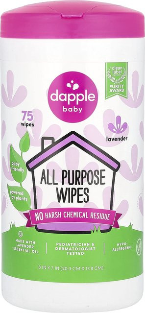 Dapple Baby Mehrzweck-Feuchttücher Lavendel White 75 Stück - Bild 1