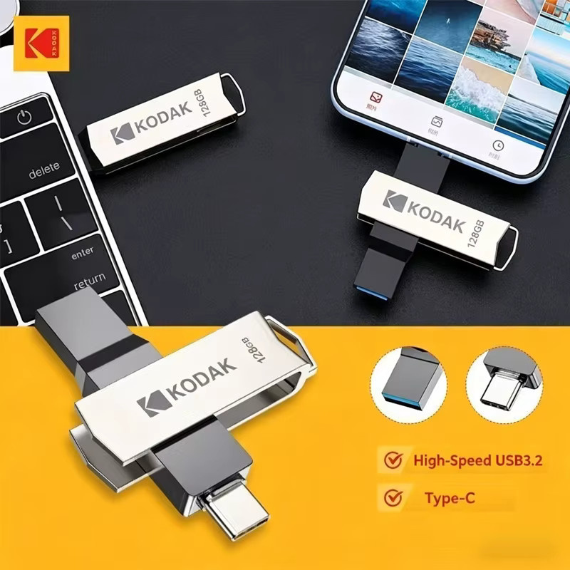 Kodak K273 Dual-Flash-Laufwerk USB 3.2 Typ C High Speed Pendrive aus Metall in Silber - Bild 3