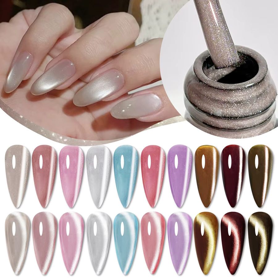 Groillim Katzenaugen-Gel-Nagellack-Set, 6 Farben, Himmelblau, Glänzend - Bild 2