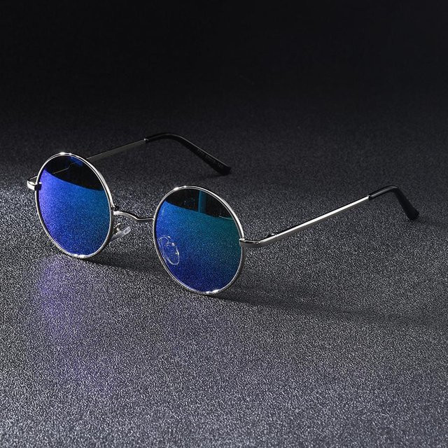 Bai Fen Bai Electronic 3C Sonnenbrille, Retro, rund, Vollrand, Metall, Unisex, blau - Bild 1