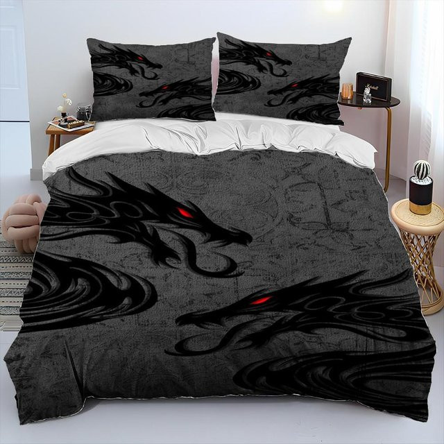 Drachen Cartoon Bettwäsche Set mit Bettbezug und Kissenbezug für Erwachsene und Kinder, B/B: 135 x 200 cm, 3-teilig - Bild 1