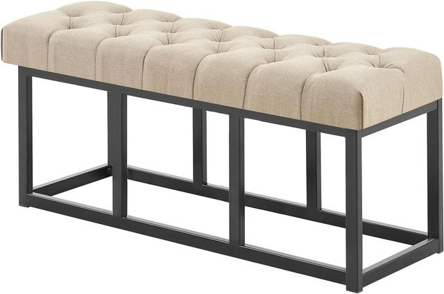 DELUKE Sitzbank MEXICO Polsterbank aus Stoff in Taupe, B/T/H: 100 x 38 x 46 cm - Bild 1