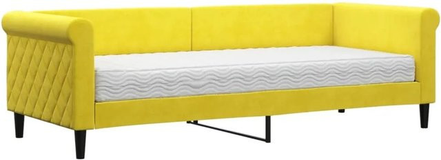 vidaXL Tagesbett mit Matratze in Gelb aus Samt, B/T/H: 80 x 200 x 68 cm - Bild 1
