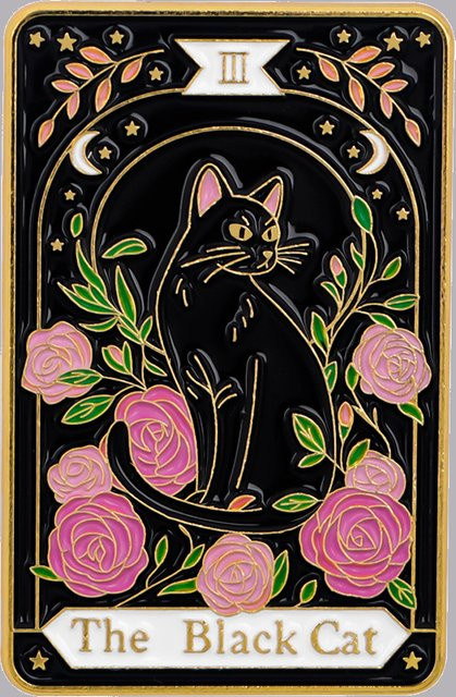 Brosche Schwarze Katze Emaille, Vintage, Unisex - Bild 1