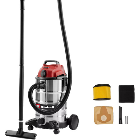 Einhell TC-VC 3055 SA Nass-/Trockensauger in Silber/Rot mit 30 l Behältervolumen