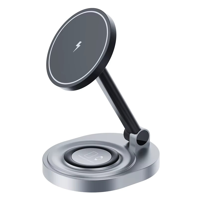 VIKEFON 2 in 1 Magnetischer Kabelloser Ladeständer 15W Faltbare Schnellladestation für iPhone, Apple Watch und AirPods in Schwarz - Bild 2