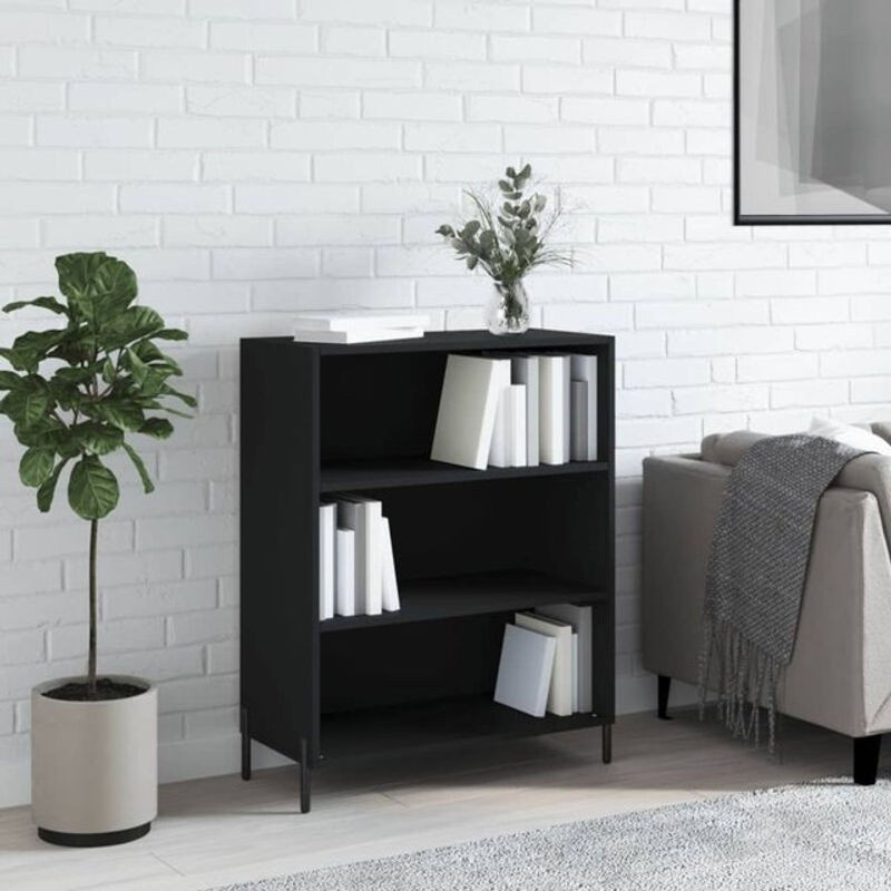 Modernes Regalschrank Vidaxl aus Holzwerkstoff und Metall in Schwarz, B/T/H: 69,5 x 32,5 x 90 cm - Bild 1