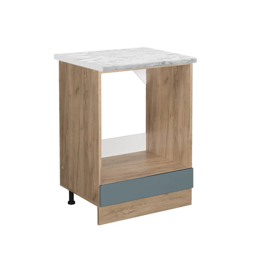 Vicco Herdumbauschrank R-Line in Blau-Grau/Goldkraft Eiche mit Marmor-Optik, Breite: 60 cm, Höhe: 81,6 cm, Tiefe: 46 cm - Bild 2
