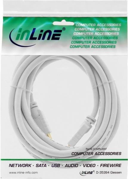 InLine HDMI High Speed Kabel mit Ethernet in Weiß und Gold, Länge: 5 m - Bild 1