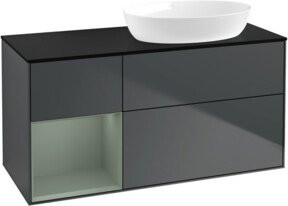 V&B Waschtischunterschrank Finion mit Wandbeleuchtung, Farbe Grau lackiert, Breite: 120 cm, Tiefe: 50,1 cm, Höhe: 50,1 cm - Bild 1