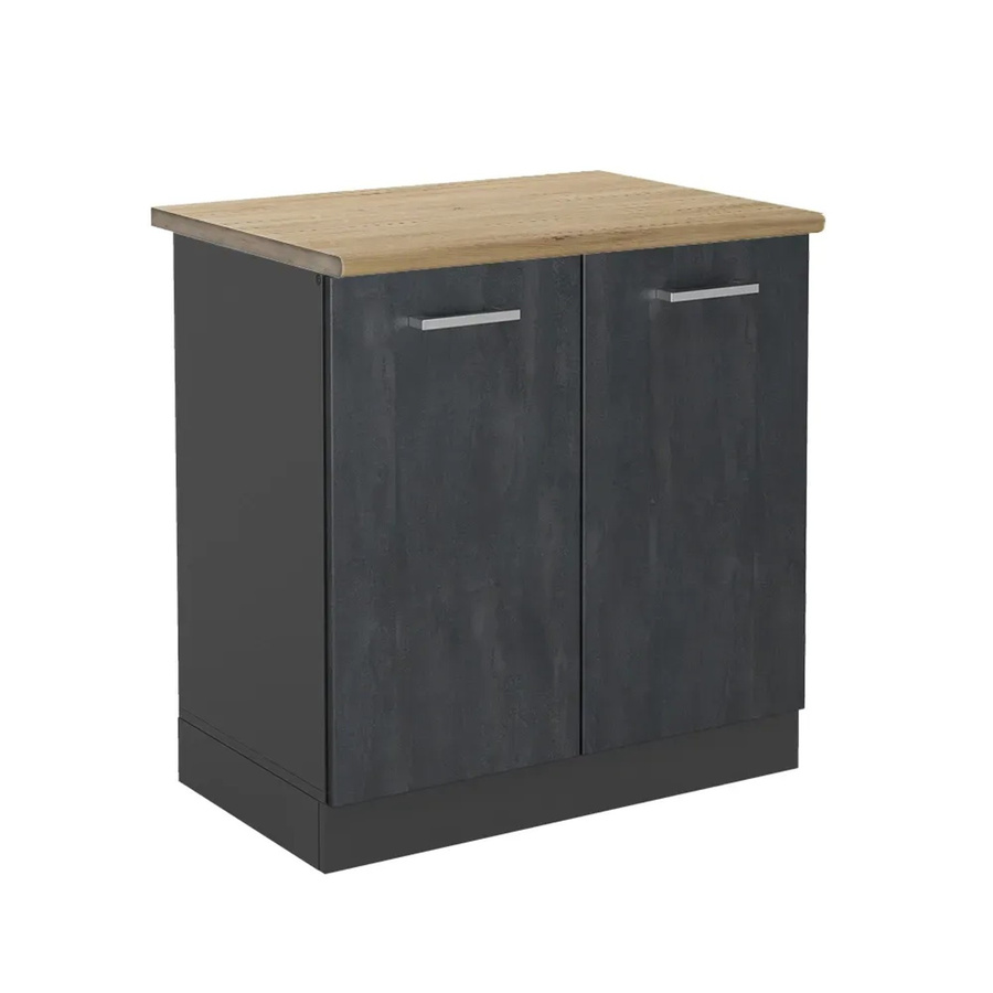 Vicco Spülenunterschrank R-Line in Schwarz Beton/Anthrazit und Eiche mit matten Scharniertüren - Bild 2