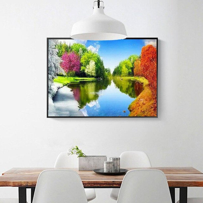 FIYO Diamond Painting Set Natur Mosaik mit runden Diamanten, mehrfarbiges Landschaftsbild, B/H: 20 x 30 cm - Bild 1