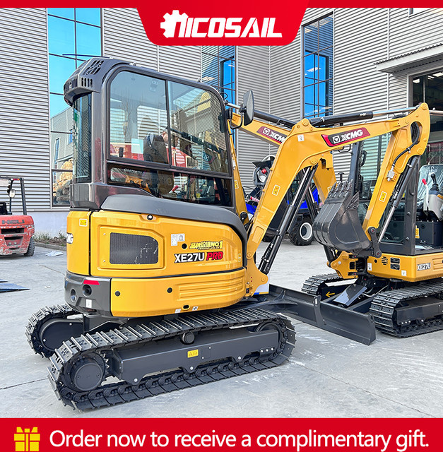 Nicosail Mini-Raupenbagger mit Kabine in Gelb, hydraulischer Kompaktbagger als Baumaschine - Bild 1