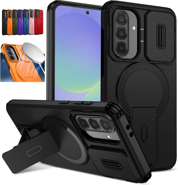 Schiebe-Kameralinsen-Schutz-Cover für Samsung Galaxy A15 A25 A35 A55 A16 A17 A26 A36 A37 A56 A57 in Schwarz und Rot mit kabelloser Ladefunktion - Bild 1