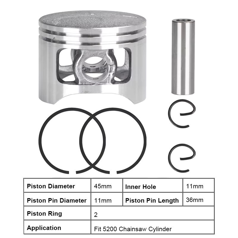 XCAN Kettensägen-Kolbensatz 45 mm in Silber für 5200 52CC Kettensägen-Ersatzteile und Zylinder-Ersatzteile - Bild 2