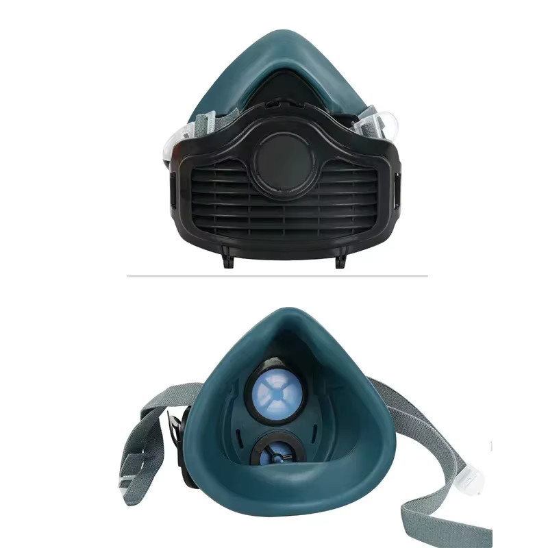 Staubdichte Silikon-Halbmaske in Blau mit Filter für Lackierarbeiten und Heimwerkerprojekte - Bild 3