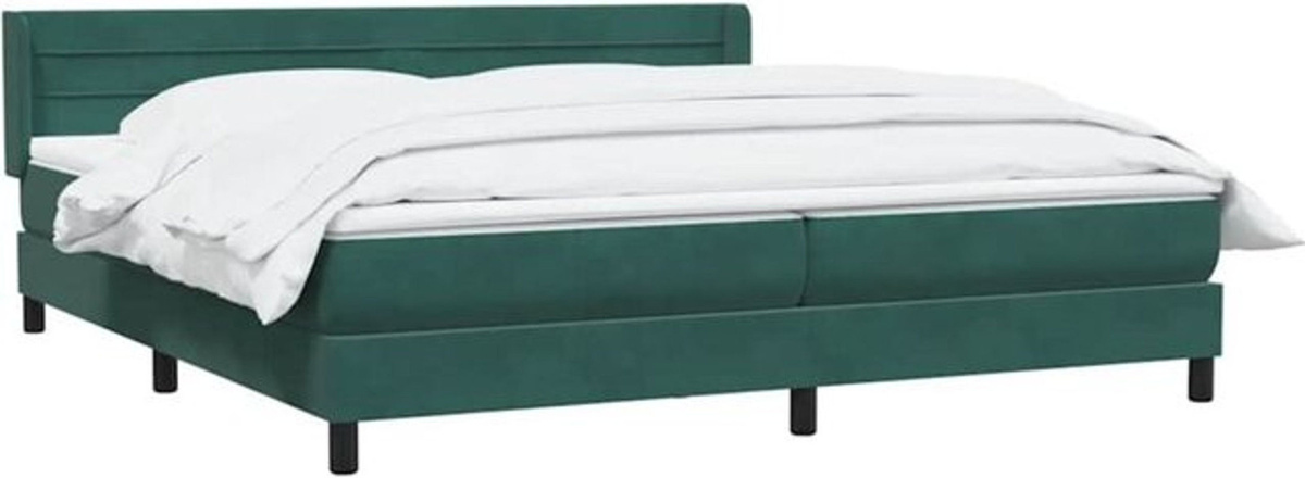 vidaxl Boxspringbett mit Matratze in Dunkelgrün aus Samt, B/T: 180 x 220 cm - Bild 1