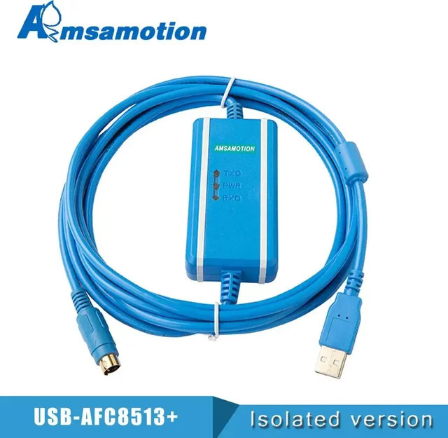 Amsamotion USB-AFC8513+ Isoliertes Programmierkabel für Panasonic FP0/FP2 und FP-X/M Serie SPS Download-Kabel in Blau und Gold - Bild 1