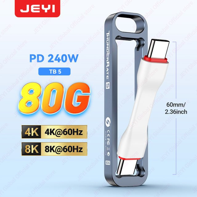 JEYI USB-C auf USB-C Kabel mit 80 Gbit/s und PD 240W für schnelles Laden, kompatibel mit Thunderbolt 5/4/3, iPhone, Samsung und Sony - Bild 1