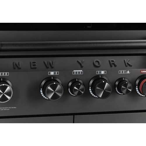 h-Marke Gasgrill New York Pro in matt Graphit Schwarz mit 4 Brennern, Sear-Brenner, Thermometer, Warmhalterist und Rollwagen - Bild 4