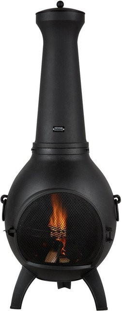 Buying Solutions, MB Chiminea Außen-Feuerstelle aus Aluminium mit Grillrost und Schornsteinmantel in Schwarz, 22 Zoll - Bild 1