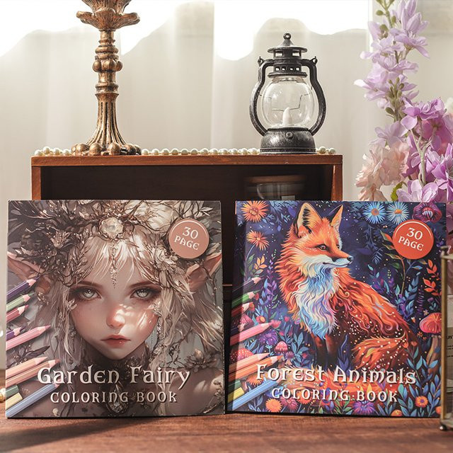 mr.paper Aquarell-Malbücher Gartenfee & Waldtier, 2er-Pack, bunt - Bild 1