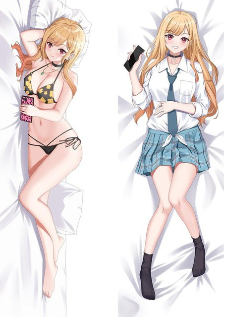 Dakimakura Kissenbezug Marin Kitagawa My Dress Up Darling Anime Motiv, Polyester, B/H: 120 x 40 cm, Mehrfarbig - Bild 1