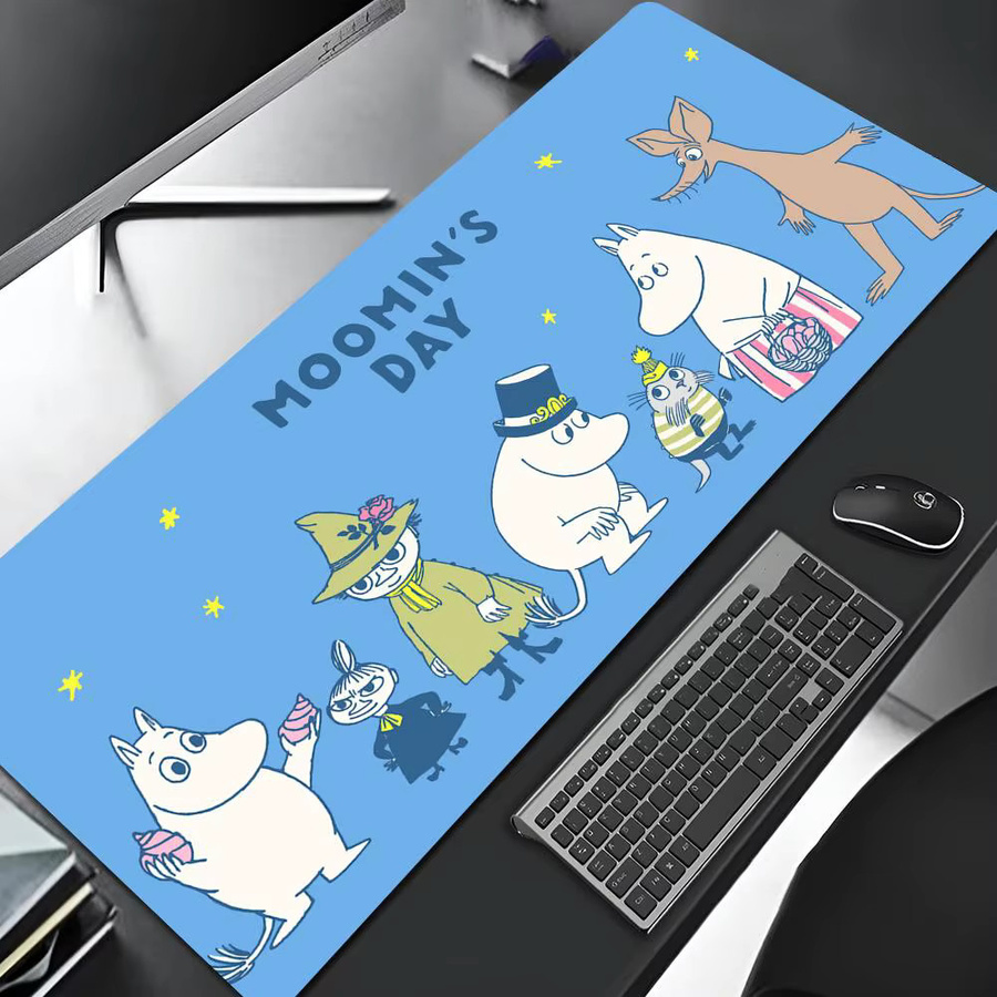 Potdemiel Moomins Mauspad mit Cartoon-Motiv in Schwarz und Blau, großes Gaming-Mauspad für PC und Tastatur - Bild 2