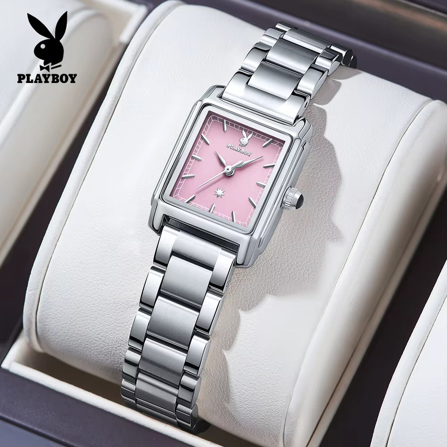 PLAYBOY Armbanduhr, Quarz, Edelstahl, eckig, Silber, Damen - Bild 3
