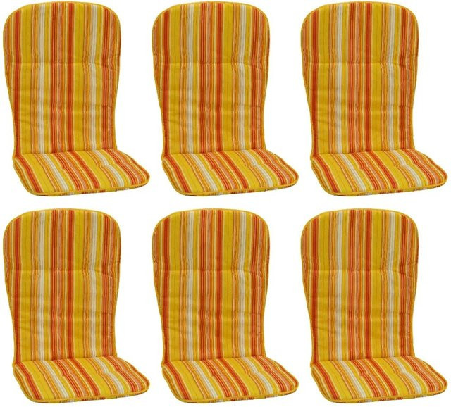 Beo Sitzauflage Hochlehner Mono 6er-Set Gelb-Rot gestreift - Bild 1