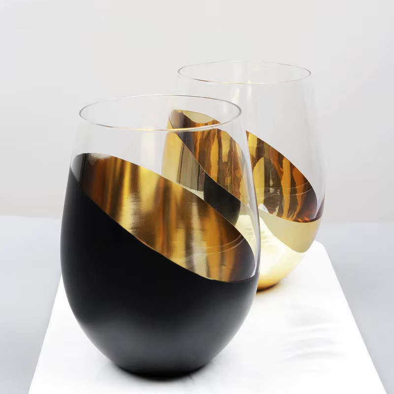 Moderne Tumbler-Gläser aus bleifreiem Kristall in Gold, unzerbrechliche stiellose Weingläser - Bild 2