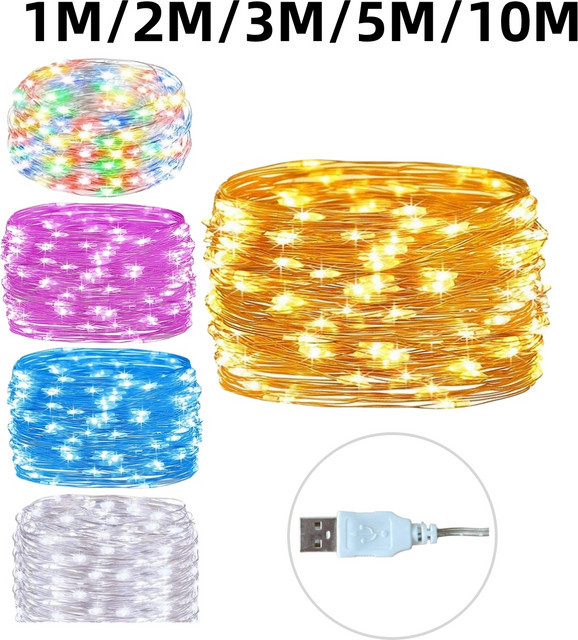 OKAL RED EAST USB Lichterkette aus Kupferdraht in Warmweiß für Weihnachten, Hochzeit und Party - Bild 1