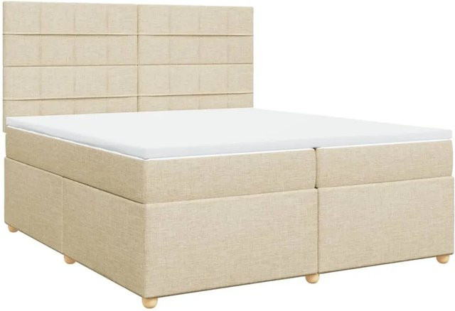 vidaXL Boxspringbett Hybrid mit Matratze und Taschenfederkern in Creme, B/T: 200 x 200 cm - Bild 1