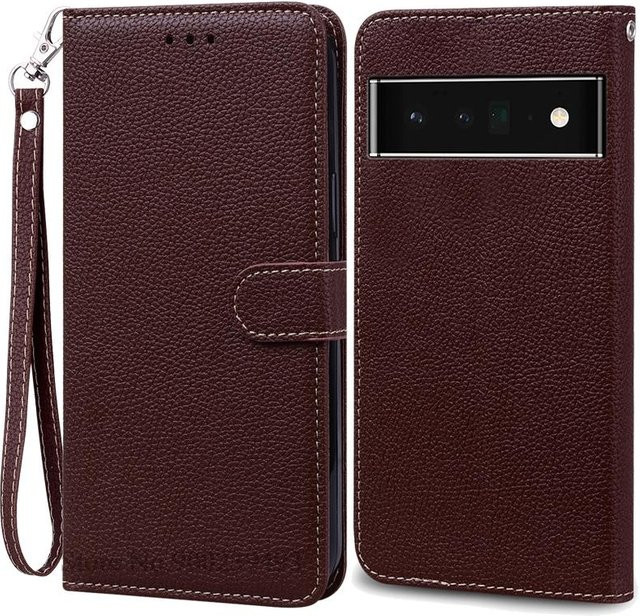 Leder-Flipcase Brieftasche für Google Pixel 6, Pixel 6 Pro und Pixel 6A in Braun - Bild 1