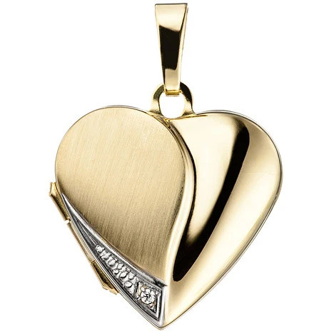 Colfem Anhänger Medaillon Herz, 333 Gold Gelbgold, Zirkonia, Unisex - Bild 1