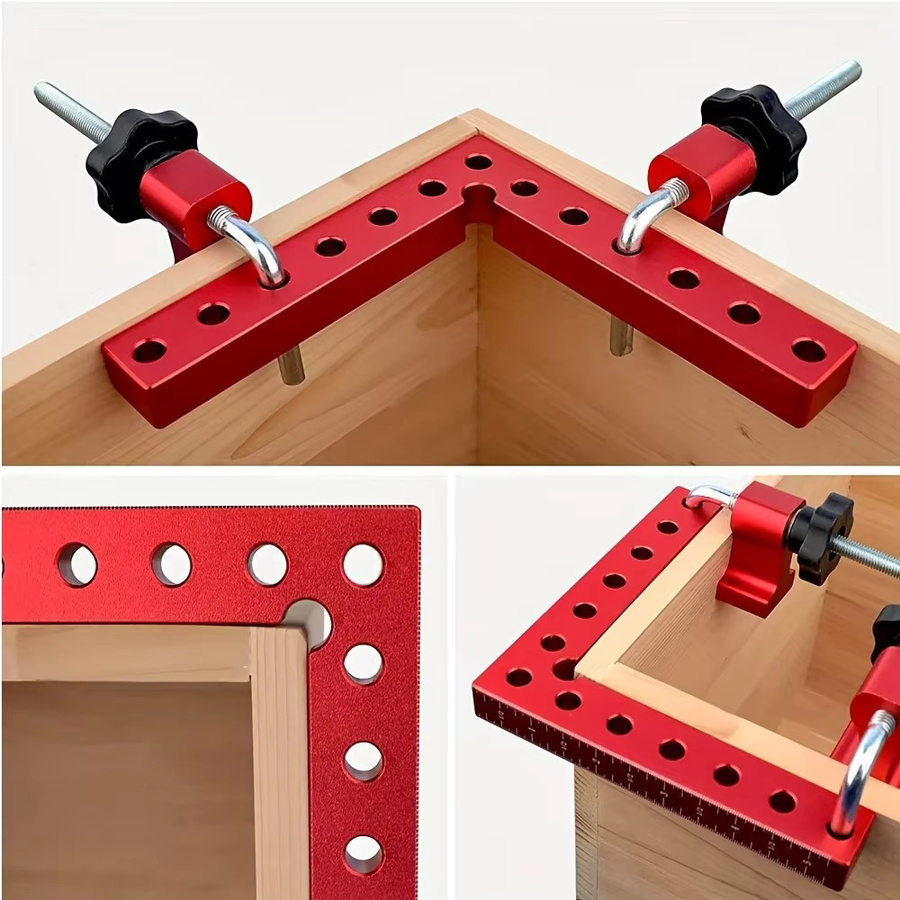 FNICEL Mehrzweck-Winkelklemme für Holzbearbeitung in Rot, 90 Grad Eckpositionierer für Schrankbau und Tischlerei, B/T: 14,0 x 12,0 cm - Bild 4