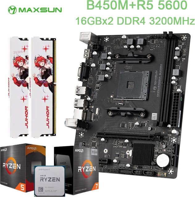 MAXSUN B450M Micro-ATX Mainboard für AMD AM4 Sockel mit DDR4 und M.2 NVMe Support in Schwarz - Bild 1